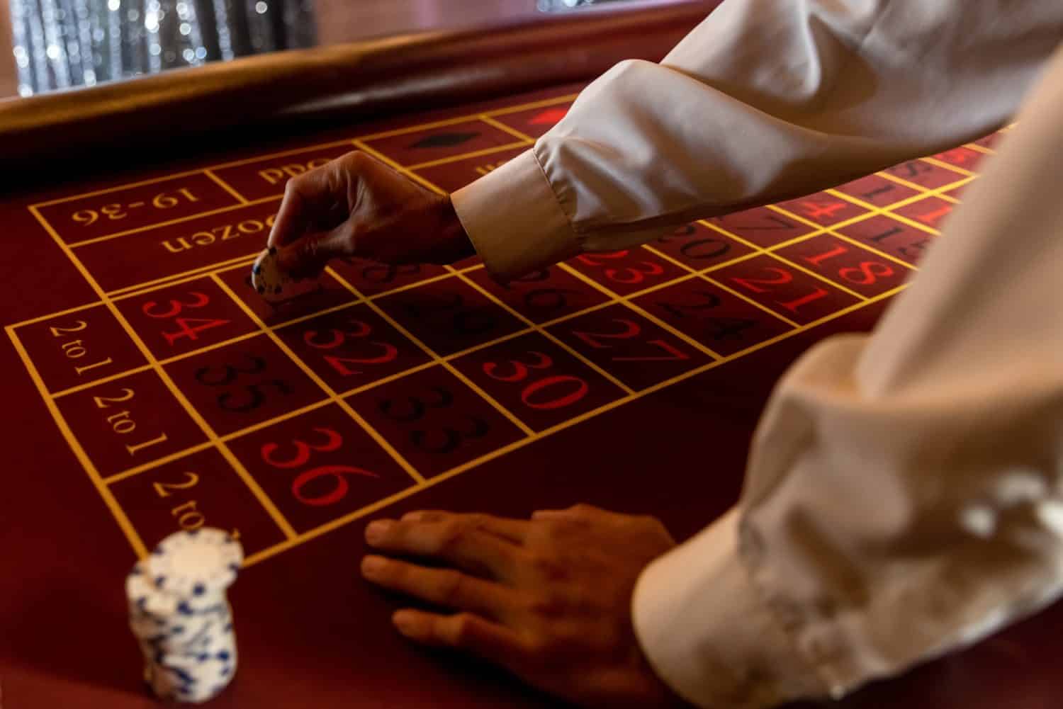 poker table in focus, concept of gambling