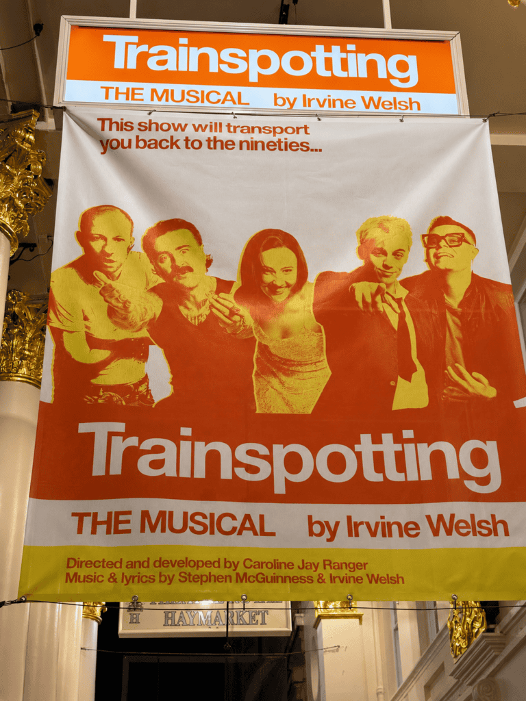 Theatre marquee for Trainspotting musical
