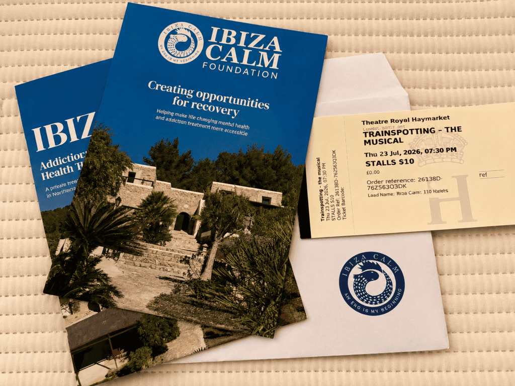 biza Calm brochures and theatre ticket